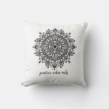 Mandala Black and White Throw Cushion
