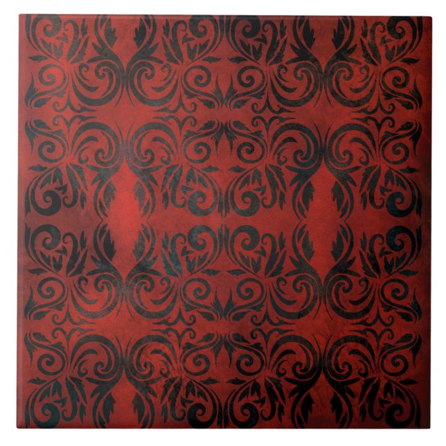 mandala black romantic elegant ceramic tile (Front)