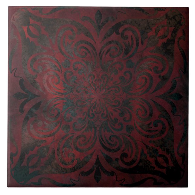 mandala black romantic elegant tile (Front)