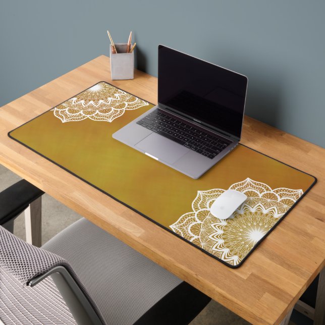Mandala blanc sur fond doré (Bureau 2)
