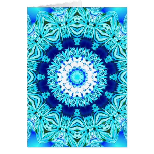 Mandala bleu de dentelle de glace, cyan abstrait (Devant)