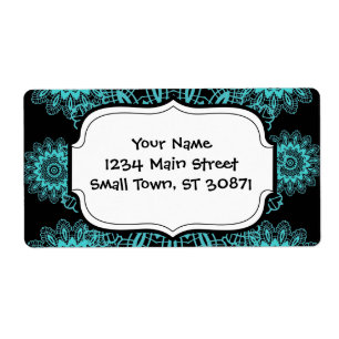 Mandala bleu et noir turquoise de flocon de neige