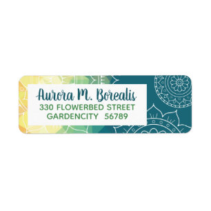 Mandala bleu vert jaune boho