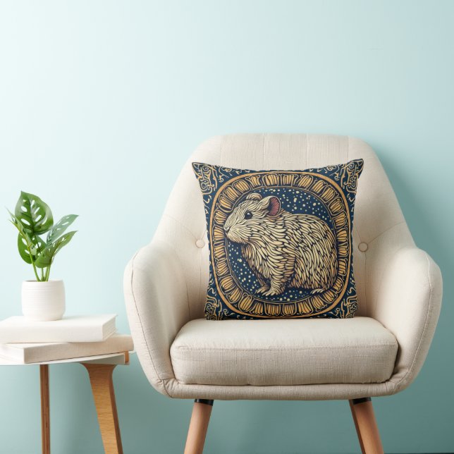 Mandala Bliss – Guinea Pig Boho TinyFur Throw Pillow (Chair)
