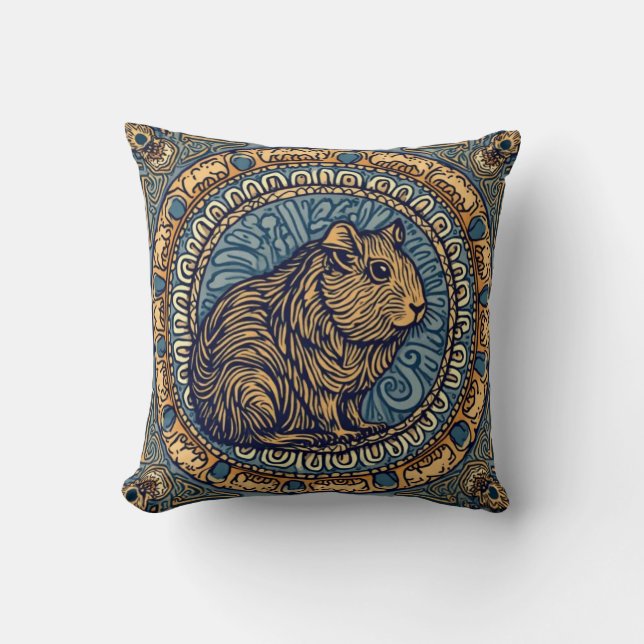 Mandala Bliss – Guinea Pig Boho TinyFur Throw Pillow (Front)