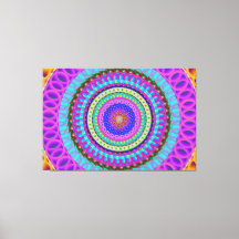 Mandala Blue Circles Stretched Canvas Print