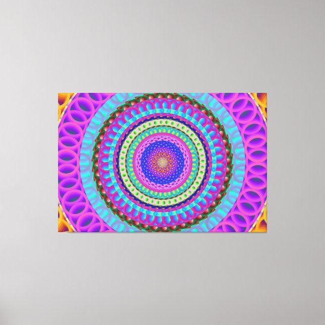Mandala Blue Circles Stretted Canvas Impression (Recto)