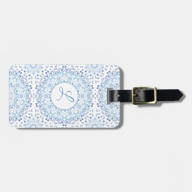 Mandala Blue Luggage Tag (Front Horizontal)