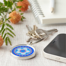 Mandala Blue Pink on Blue Background