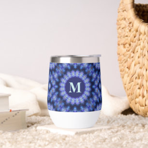 Mandala Blue Purple Pattern Monogram