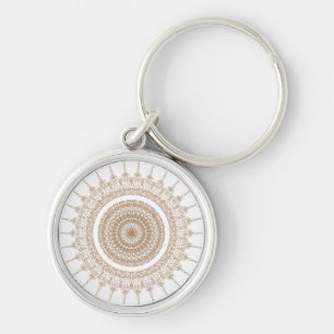 Mandala Bohemian White Keychain