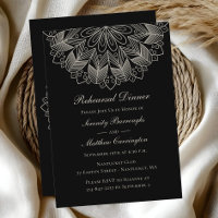 Mandala Boho Black Indian Wedding Rehearsal Dinner