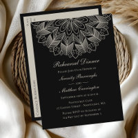 Mandala Boho Black Indian Wedding Rehearsal Dinner