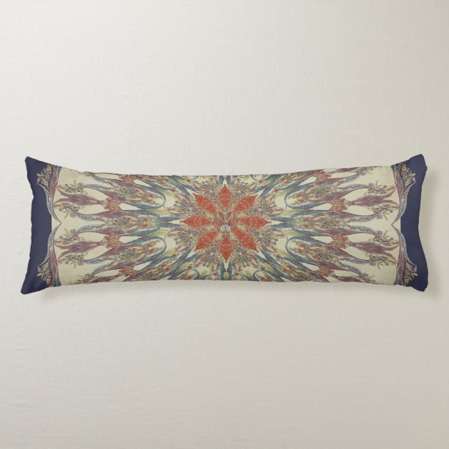 Mandala Boho Bohemian Paisley Tribal Navy Purple Body Pillow (Front)