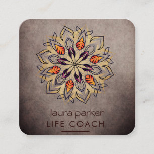 Mandala Boho Tribal Art Yoga Massage Therapy Square Business Card