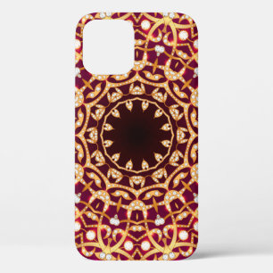 Mandala brooch, geometric vintage background. iPhone 12 case