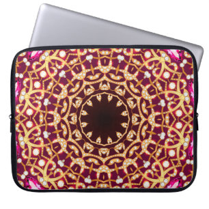 Mandala brooch, geometric vintage background. laptop sleeve