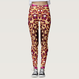 Mandala brooch, geometric vintage background. leggings