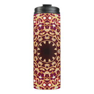 Mandala brooch, geometric vintage background. thermal tumbler