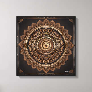 Mandala, Brown and Beige, Stretched Canvas Print