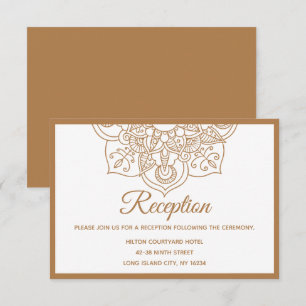 Mandala  Brown Boho Indian Modern Vintage Wedding Invitation