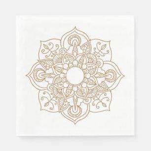 Mandala Brown Boho Indian Modern Vintage Wedding Napkin