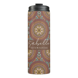 Mandala Brown Thermal Tumbler