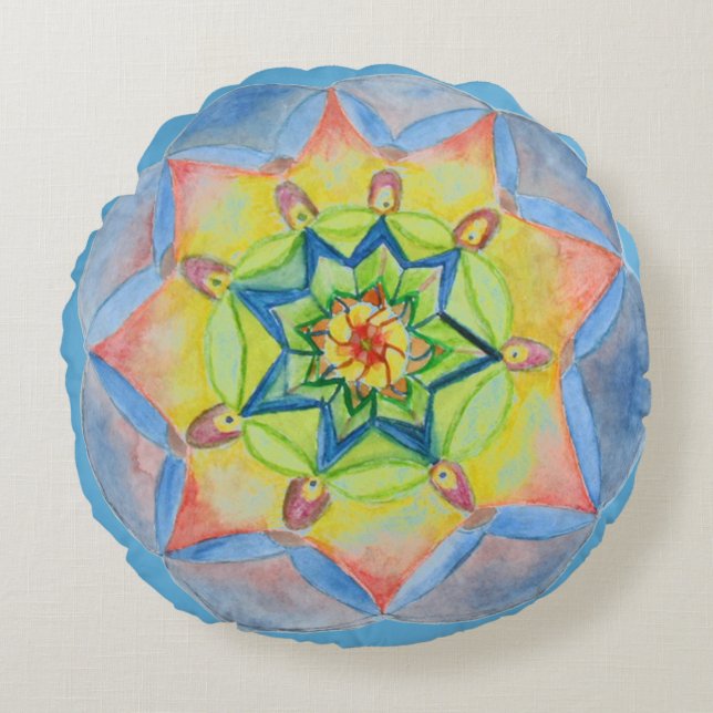 Mandala Brushed Polyester Round throw cushion (Front)