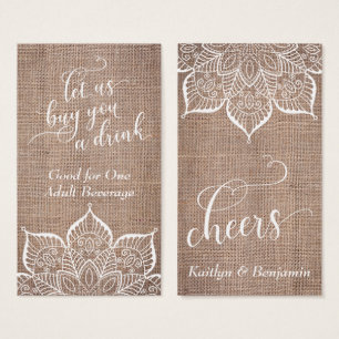 Mandala & Burlap avec un joli script, des billets