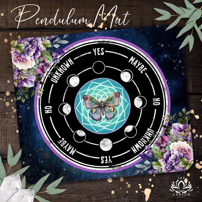 Mandala Butterfly Purple Floral Psychic Pendulum Mouse Pad (Creator Uploaded)
