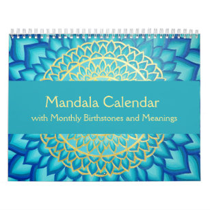 Mandala Calendar with Monthly Birthstones
