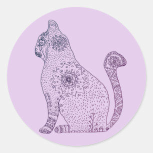 Mandala Cat Classic Round Sticker, Glossy Classic Round Sticker