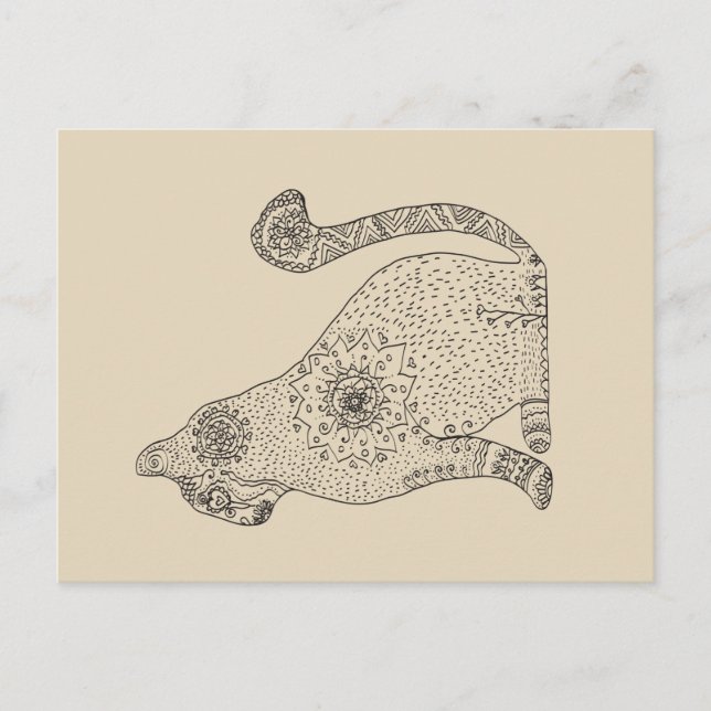 Mandala Cat Drawing Postcard (Front)