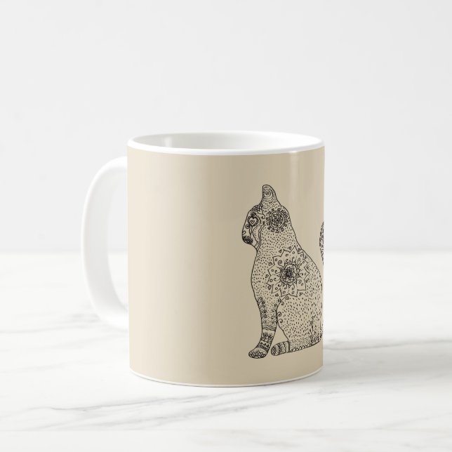 Mandala Cat White 325 ml  Classic Mug (Front Left)