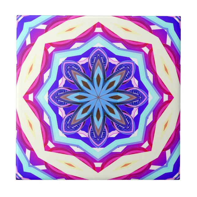 mandala circle blue/pink/purple tile (Front)