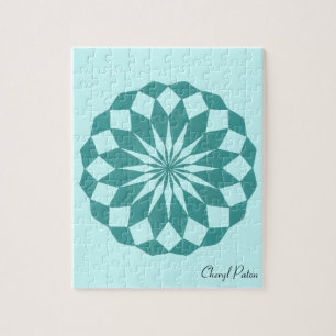 Mandala Circle Diamonds Turquoise Pattern Puzzle