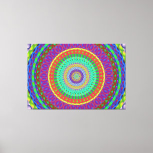Mandala Circle Green Dots Stretched Canvas Print