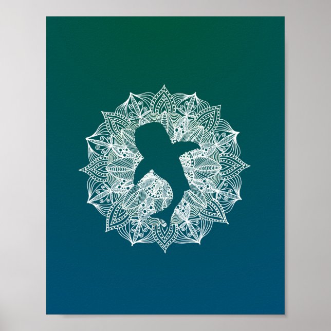 Mandala Circle Turquoise Whale Shark Poster (Front)