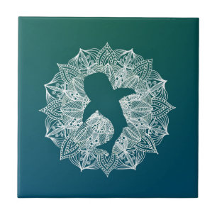 Mandala Circle Turquoise Whale Shark Tile