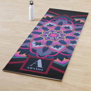 mandala circular pattern Personalized  Name Yoga Mat