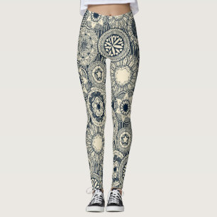 mandala cirque indigo cream leggings