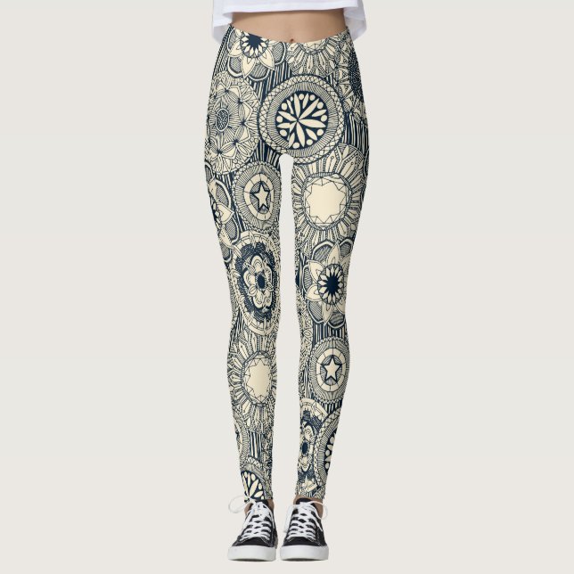 mandala cirque indigo cream leggings (Front)