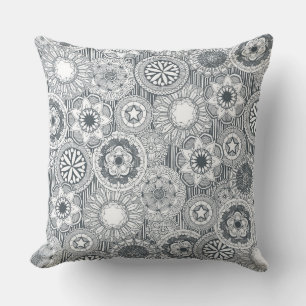 mandala cirque metal white throw pillow