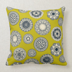 mandala cirque spot chartreuse throw pillow