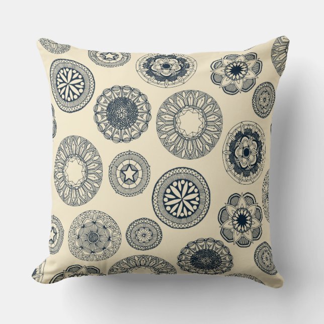 mandala cirque spot cream throw pillow (Front)