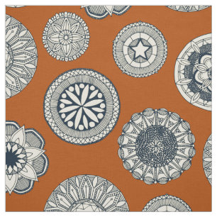 mandala cirque spot orange fabric