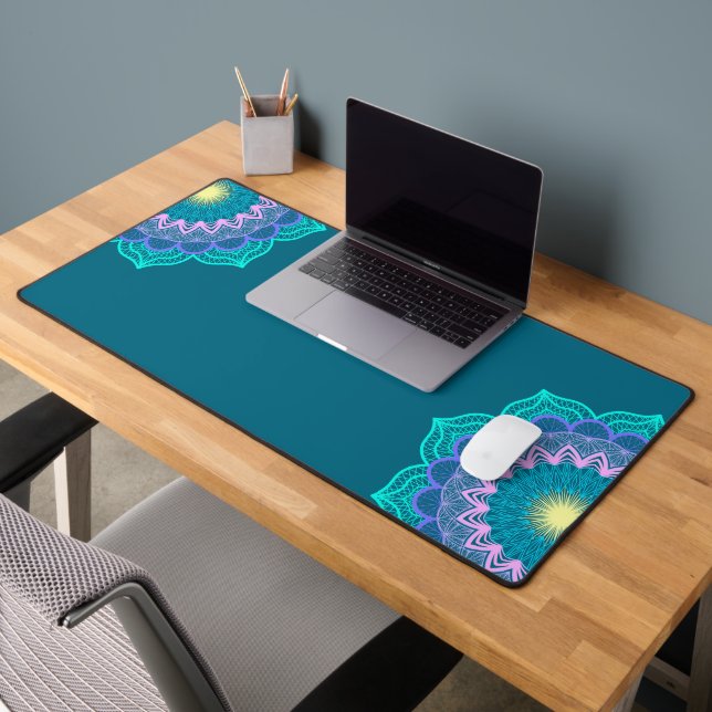 Mandala Coloré sur Fond Bleu (Bureau 2)