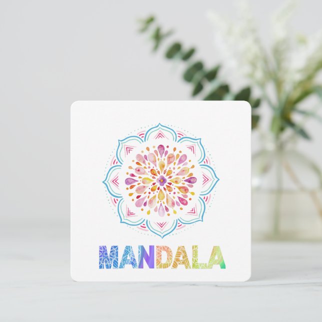 MANDALA COLORED LOTUS FLOWER INVITATION (Standing Front)