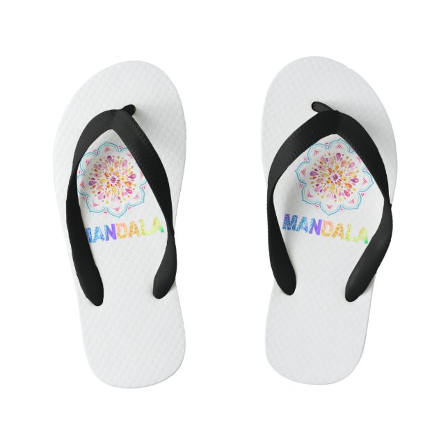 MANDALA COLORED LOTUS FLOWER KID'S FLIP FLOPS (Footbed)