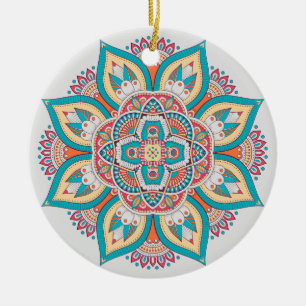 Mandala colorful Moroccan ethnic pattern Ceramic Ornament
